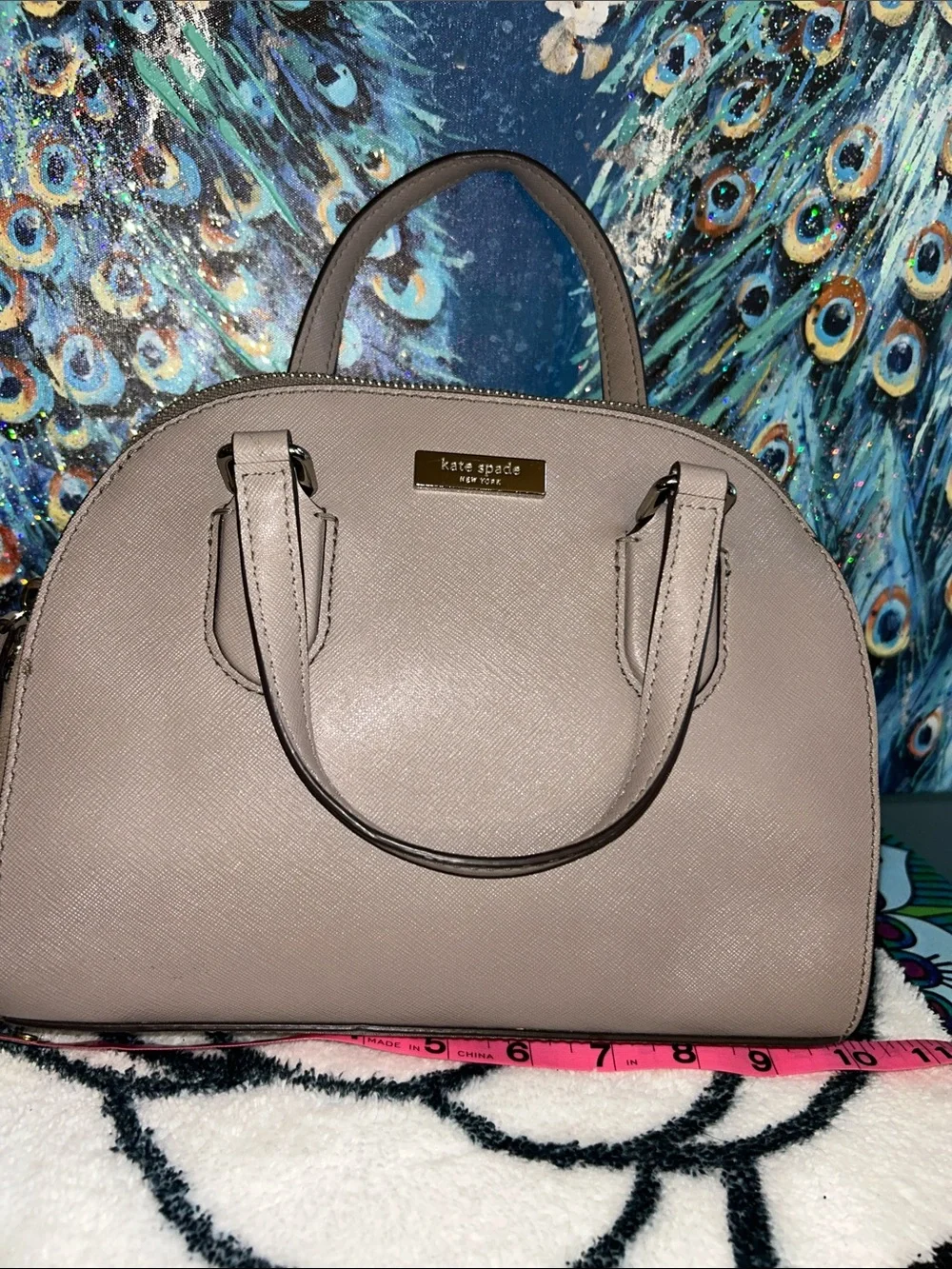 kate spade taupe Small dome satchel with gold Hardware & Removable Strap